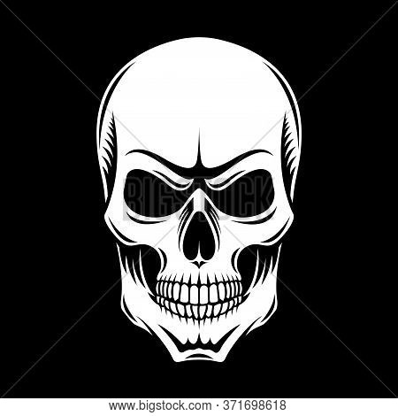 White Skull Emblem On A Black Background
