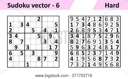 Sudoku Game With Answers. Simple Vector Design Set