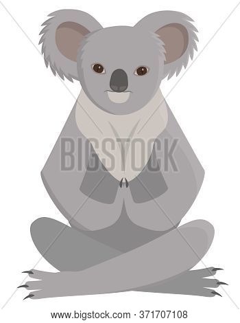 Koala Doing Yoga. Cute Animal In Cartoon Style.