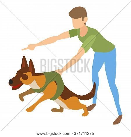 Cynologist Boy Icon. Isometric Of Cynologist Boy Vector Icon For Web Design Isolated On White Backgr