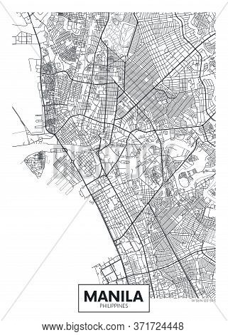 City Map Manila, Travel Vector Poster Design