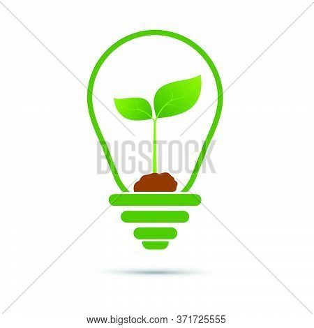 07-green Eco Energy Concept, Plant Growing Inside Light Bulb