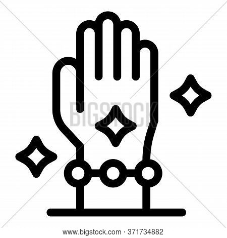 Hand With Jewelry Icon. Outline Hand With Jewelry Vector Icon For Web Design Isolated On White Backg