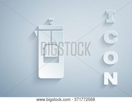 Paper Cut French Press Icon Isolated On Grey Background. Paper Art Style. Vector Illustration
