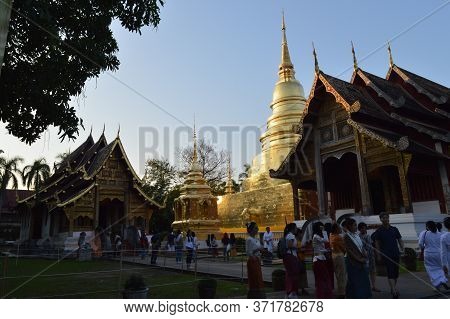 Wat Phra Singh Temple Chiang Mai Thailand-11 January 2020:construction Of Wat Phra Singh, B.e. Year 