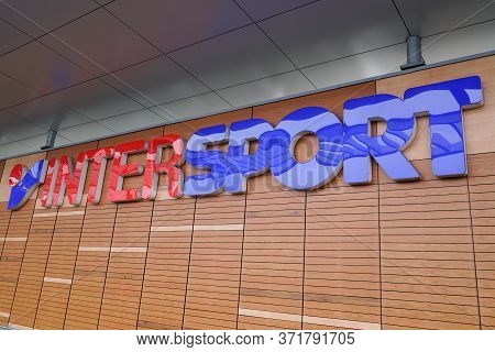 Bordeaux , Aquitaine / France - 02 21 2020 : Intersport Sign Logo Group Store International Brand Sh