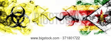 Zimbabwe, Zimbabwean Quarantine. Coronavirus Covid-19 Lockdown. Smoky Mystic Flag Of Zimbabwe, Zimba