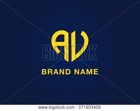 Minimal Love Initial Letter Av Logo. This Icon Incorporate With Two Love Shape Typeface In The Creat