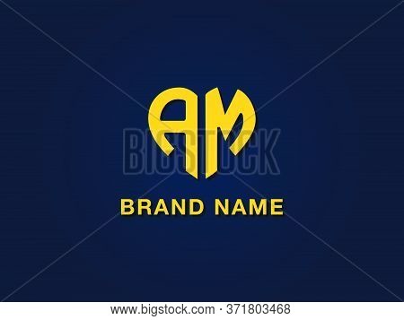 Minimal Love Initial Letter Am Logo. This Icon Incorporate With Two Love Shape Typeface In The Creat