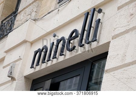 Bordeaux , Aquitaine / France - 05 05 2020 : Minelli Sign Shop Logo In Front Of Store Of Fashion Ret
