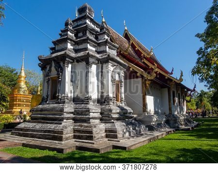 Wat Phra Singh Temple Chiang Mai Thailand-11 January 2020:construction Of Wat Phra Singh, B.e. Year 