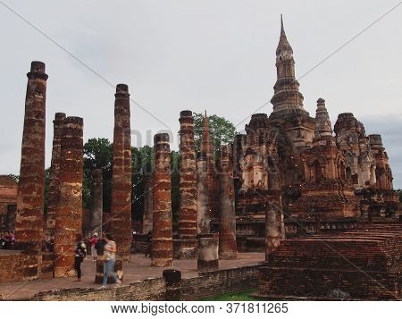 Sukhothai Thailand-03 August 2019:wat Mahathat Temple, Sukhothai Province Is A Temple In The Area Of