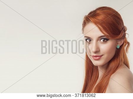 Closeup Portrait Of A Beautiful Woman In Her 30s Wearing Red Bra Looking At You Camera Serious Stand