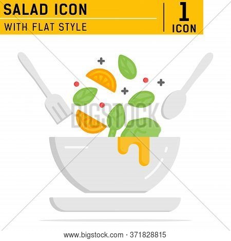 Salad Premium Icon With Flat Style Isolated On White Background. Vector Icon Design Template For Gra