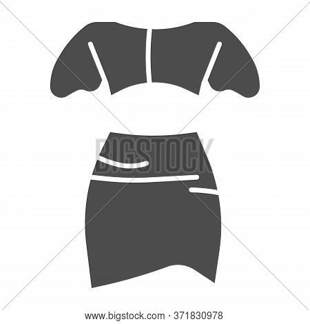Top And Skirt Solid Icon, Summer Clothes Concept, Women Elegant Clothes Sign On White Background, Wo