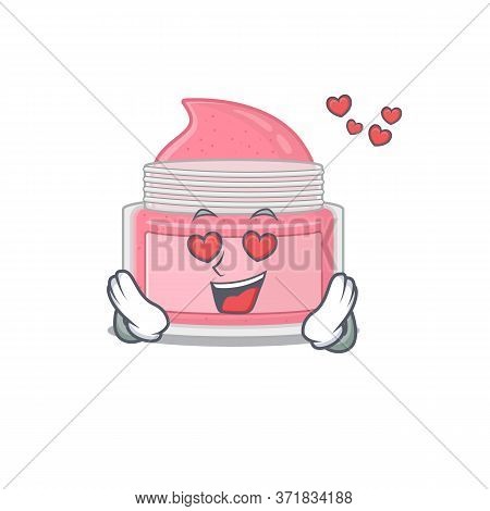 A Passionate Body Srub Cartoon Mascot Concept Has A Falling In Love Eyes