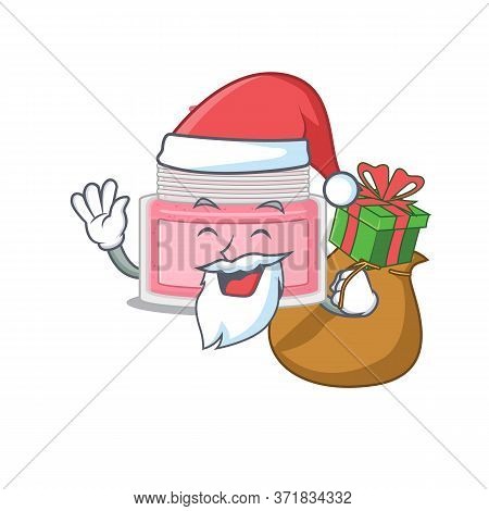 Cartoon Design Of Body Srub Santa Having Christmas Gift