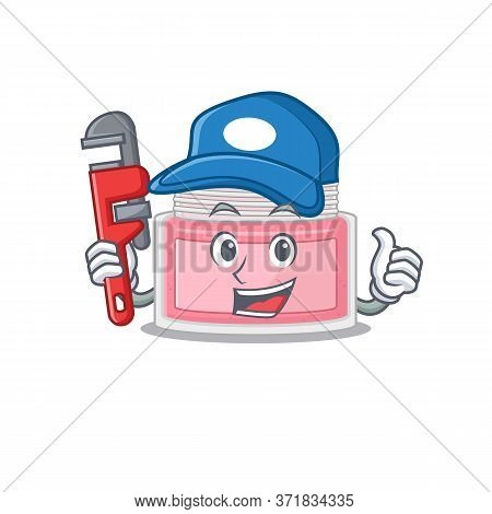 Cartoon Mascot Design Of Body Srub As A Plumber With Tool