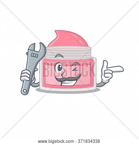 A Caricature Design Concept Of Body Srub Working As A Mechanic