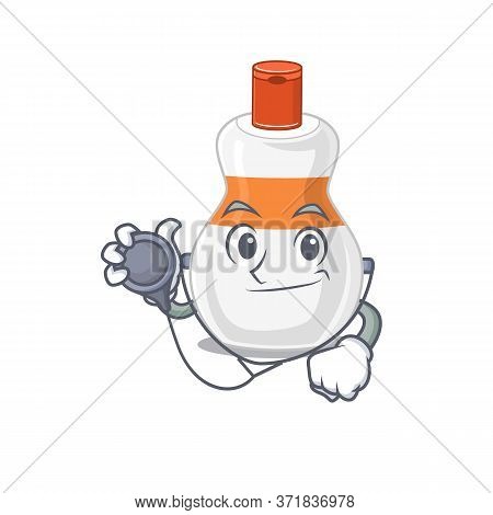 A Dedicated Body Lotion Doctor Caricature Design Working With Tools