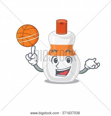 An Athletic Body Lotion Cartoon Mascot Design With Basketball