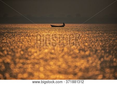 The Sunset View From Mangrove Forest Sundarban In Bangladesh