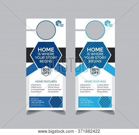 Real Estate Door Hanger And Modern Door Hanger Mockup Door Hanger Template, Flyer Concept, Colors Sc
