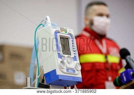 Bucharest, Romania - June 10, 2020: A Zoll Portable Mechanical Medical Ventilator On Display During 