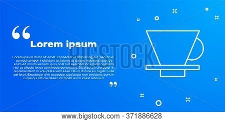 White Line V60 Coffee Maker Icon Isolated On Blue Background. Vector
