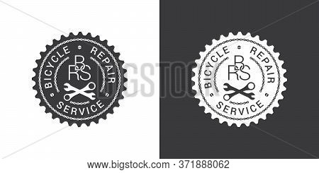 Bicycle Repair Service Logo Design With Chain Links, Bike Tools And Text On Chainring Silhouette Iso