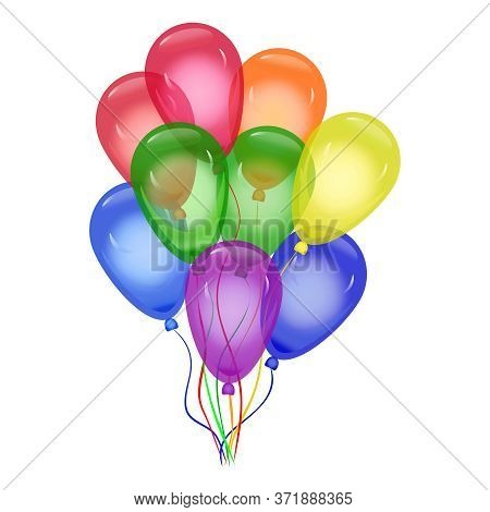 Lgbt Colorful Balloons Isolated On White Background. Helium Balloons Composition In National Colors 