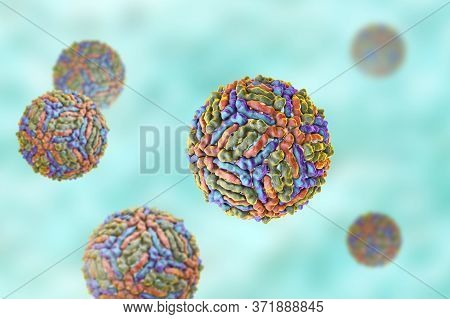 West Nile Virus, Wnv, 3d Illustration. A Virus That Is Transmitted By Mosquito And Causes West Nile 