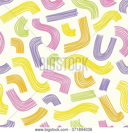 Seamless Minimal Abstract Colorful Vector Pattern With Doodle Lines. For Cards, Invitations, Albums,