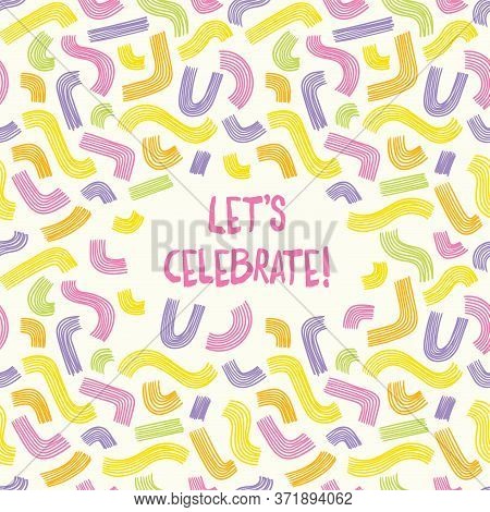 Seamless Minimal Abstract Colorful Vector Card With Doodle Lines. For Cards, Invitations, Albums, Ba