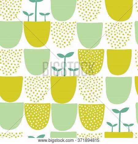 Seamless Minimal Scandinavian Vector Pattern With Dots And Shapes.