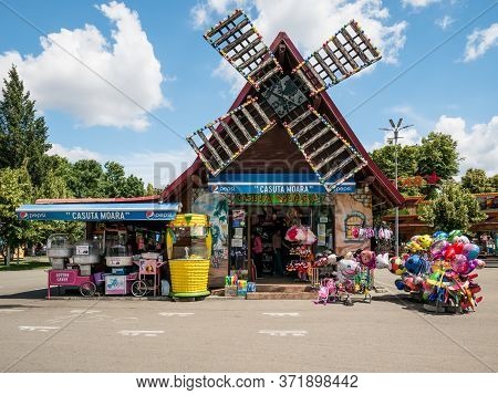 Bucharest/romania - 03.06.2020: A Souvenir Shop In The Shape Of A Wind Mill, In Children's World Par