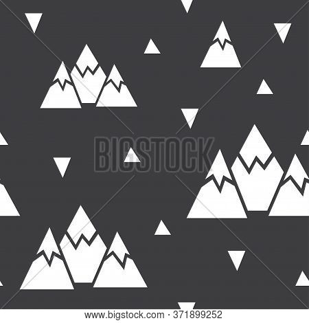 Vector Seamless Pattern Made Of Mountains And Triangles. Seamless Pattern Can Be Used For Pattern Fi