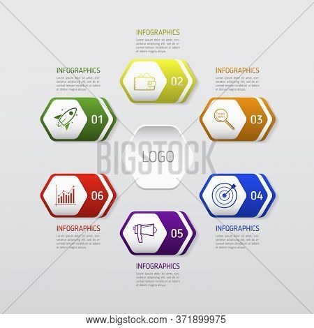 Template сircle Chart Infographic Template With 6 Options For Presentations, Advertising, Layouts, C