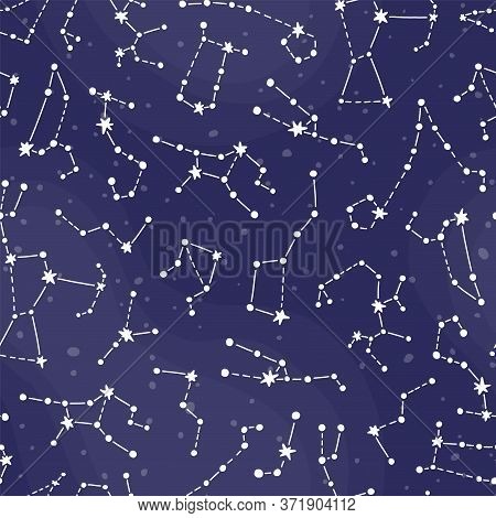 Cosmic Fabric For Kids. Bright Childish Tile. Cute Design For Kids Fabric And Wrapping Paper. Conste