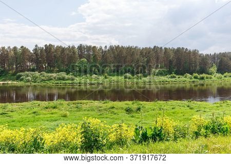 Beautiful Summer Day By The River, Thunderclouds, Kraslava, Latgale, Latvia