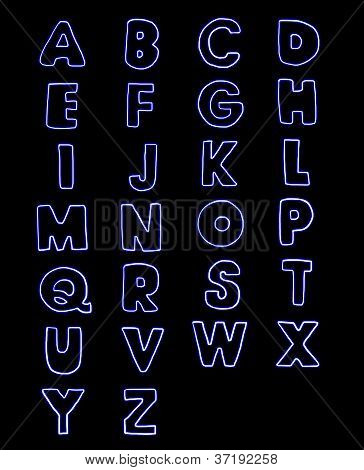 font laser luce alfabeto a-z