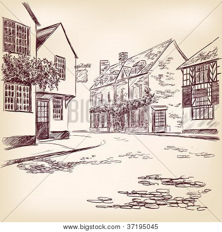 disegnati a mano inglese strada vecchia