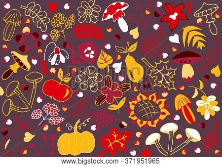 Colorful Autumn Background. The Idea Of A Print For A Pillow, Duvet Cover, Mug, Glass, Packaging, Wa