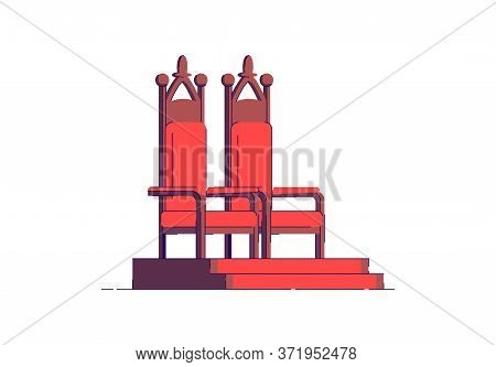Throneroom Semi Flat Rgb Color Vector Illustration. Elegant Seat For Fantasy Nobility. Luxury Chair 