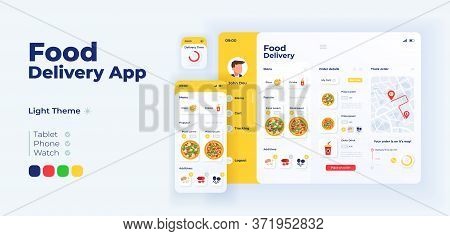 Fast Food Delivery App Screen Vector Adaptive Design Template. Italian Pizza Ordering Application Li