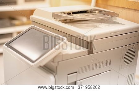 The Touchscreen Monitor Of The Copy Machine For Copy A Paper Document, Scanner Document In The Copy 