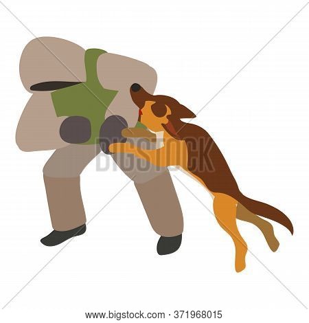 Dog Attack Enemy Training Icon. Isometric Of Dog Attack Enemy Training Vector Icon For Web Design Is