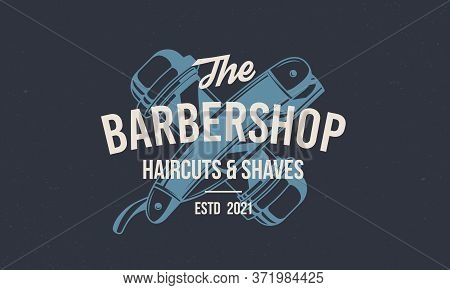 Barber Shop Vintage Hipster Logo Template. Barbershop Stamp, Print, Label With Barber Pole And Strai