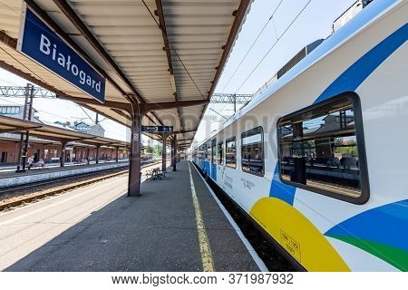 Bialogard, Zachodniopomorskie / Poland-17 June 2020 .: Railway Station In A Small Town In Central Eu