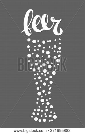 Beer Lettering With Beer Glass With Bubbles. Vector Handwritten Word With Design Element Isolated On